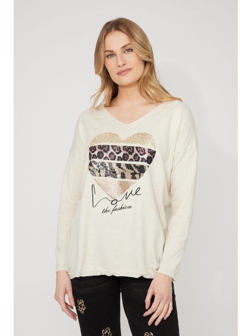 Frank Lyman Beige-Flitteres Lover Felső