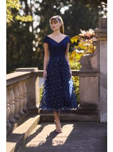 Frank Lyman Sötétkék-Köves Flower Ruha