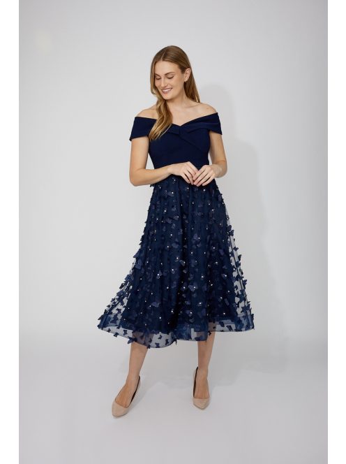 Frank Lyman Sötétkék-Köves Flower Ruha