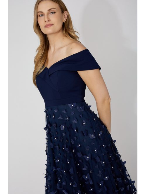 Frank Lyman Sötétkék-Köves Flower Ruha