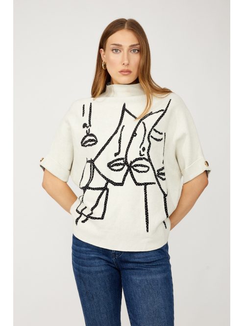 Frank Lyman Beige-Fekete Köves Art Felső