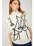 Frank Lyman Beige-Fekete Köves Art Felső