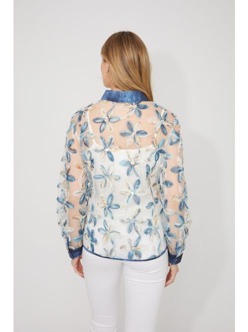 Frank Lyman Kék-Fehér Virágos Dima Ing