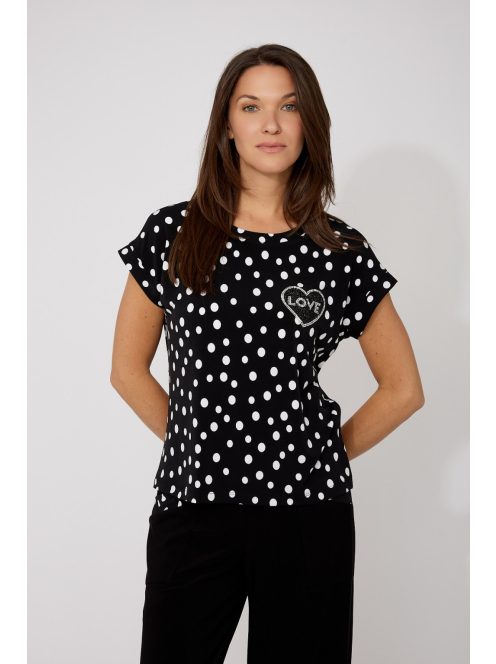 Frank Lyman Fekete-Fehér Pöttyös Love Felső