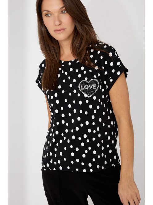 Frank Lyman Fekete-Fehér Pöttyös Love Felső