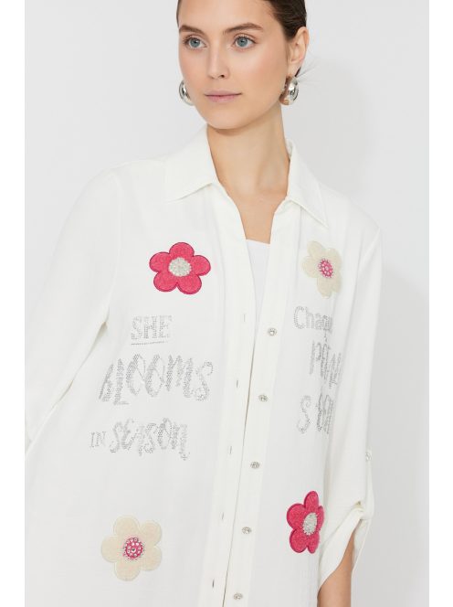 Frank Lyman Fehér-Virágmintás Della Ing