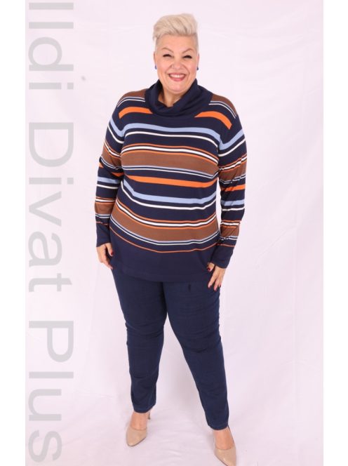 Joy Of Life Csíkos Kámzsás Pulóver