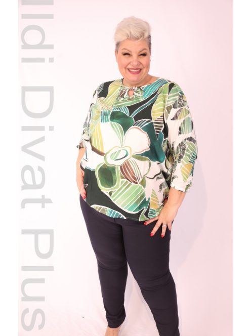 Joy Of Life Flowery Keki-Zöld Mintás Blúz
