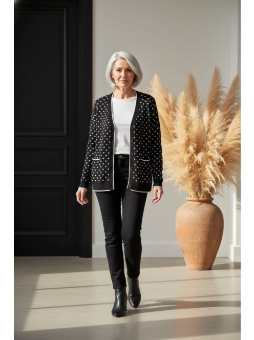 Joy Of Life Fekete-Fehér Pöttyös Zizi Kardigán