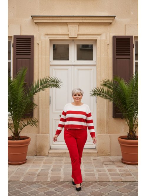 Joy Of Life Fehér-Piros Csíkos Felső