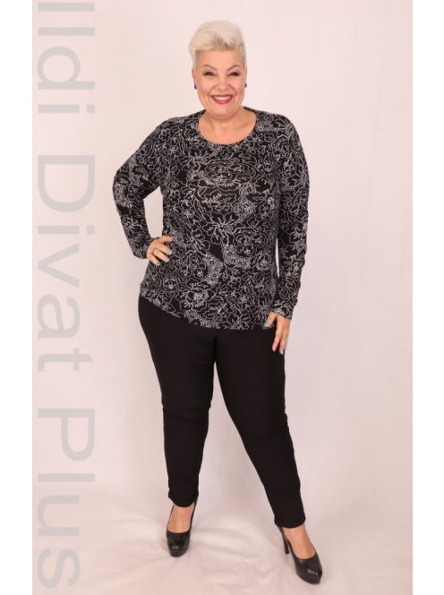 Joy Of Life Fekete-Fehér Virágmintás Felső