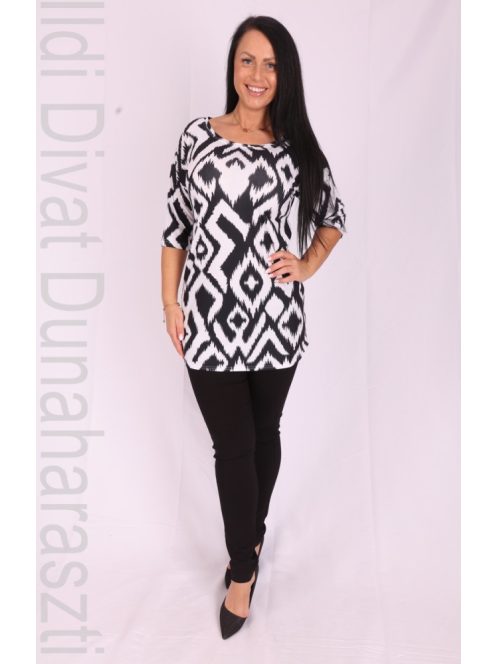La Vita Fekete-Fehér Mintás Bleona Tunika-XS