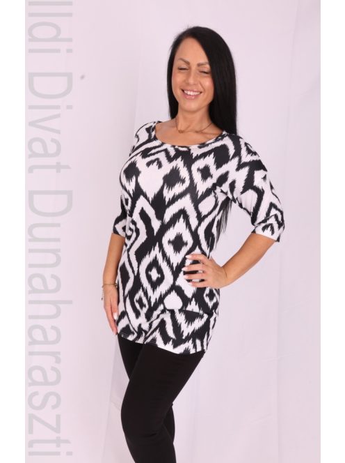 La Vita Fekete-Fehér Mintás Bleona Tunika-XS