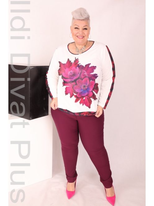 Livello Fehér-Fuxia Virágmintás Felső