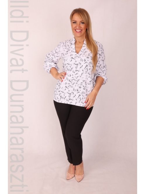 Livello Fehér-Fekete Betű-Mintás Blúz