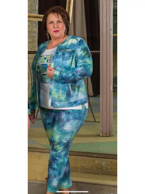 Livello Zöld-Kék Mintás Gombos Nadrág