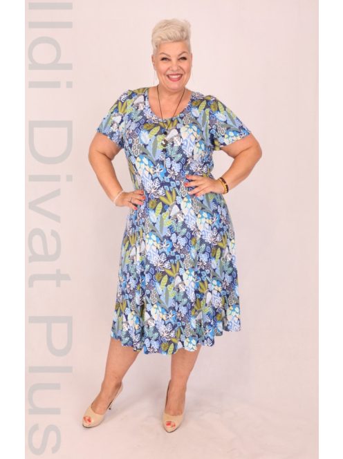 Livello Kék-Keki Mintás A Vonalú Ruha