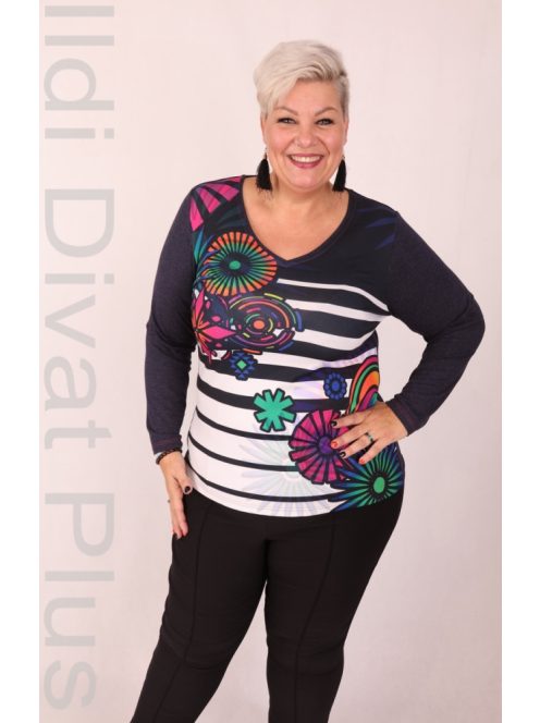 Livello Kék-Csíkos Színes Manadala Mintás Felső