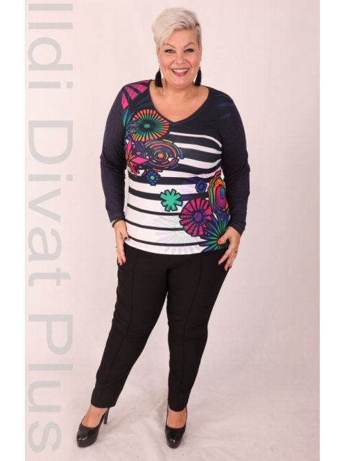 Livello Kék-Csíkos Színes Manadala Mintás Felső