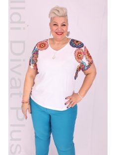 LIvello Fehér Vállán Mandala Mintás Felső