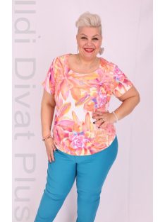 Livello  Narancs Mintás Kerek Nyakú Felső