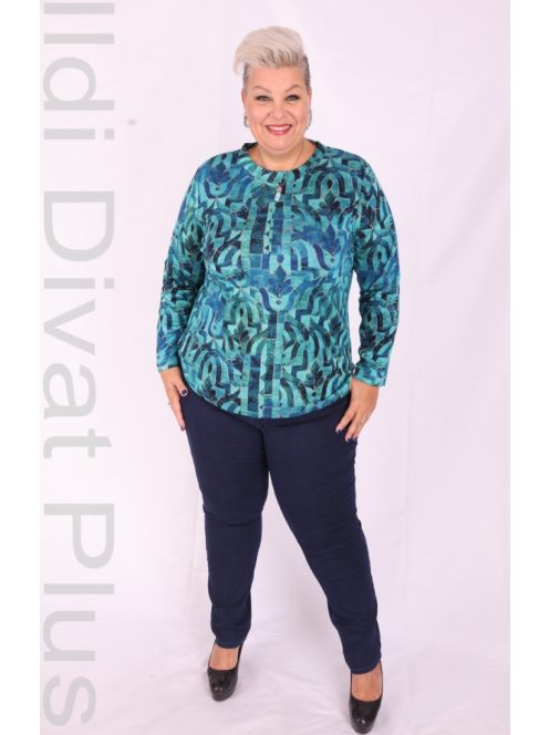 Livello Türkiz-Mintás Kerek Nyakú Felső