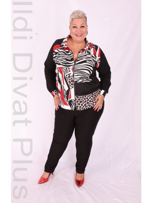 Livello Fekete-Piros Mintás Zippes Blúz