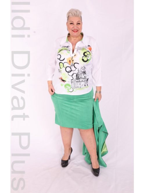 Livello Fehér-Zöld Mintás Blúz-44