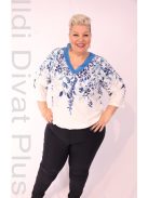 Livello Kék-Virágos V Nyakú Blúz