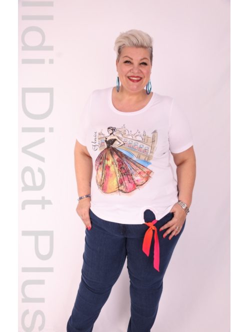 Livello Fehér-Színes Mintás Köves Felső