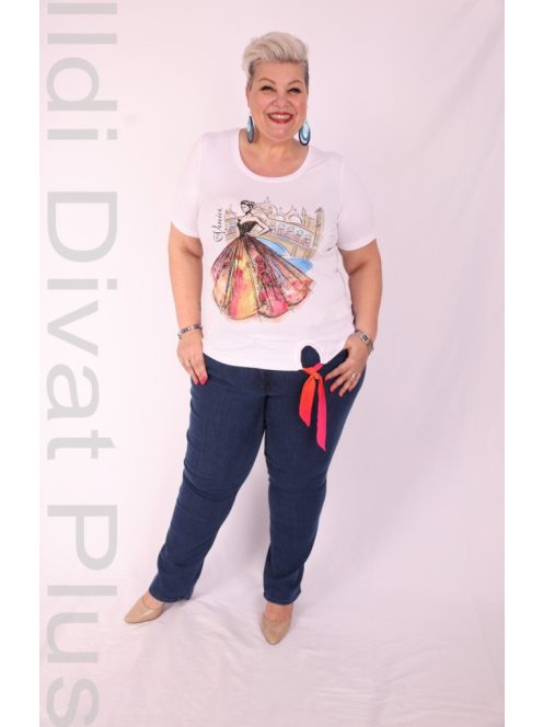 Livello Fehér-Színes Mintás Köves Felső