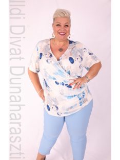 Livello Fehér-Kék Mintás Átlapolt Felső