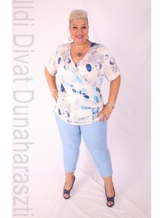 Livello Fehér-Kék Mintás Átlapolt Felső