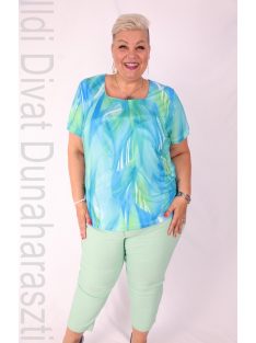 Livello Zöld Mintás Rövid Ujjú Felső