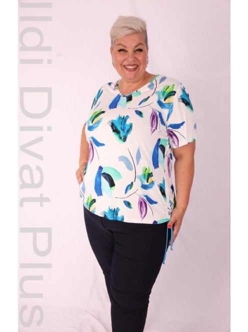 Livello Fehér-Kék Levélmintás Felső