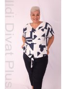 Livello Kék-Mintás Alján Kötős Blúz-40