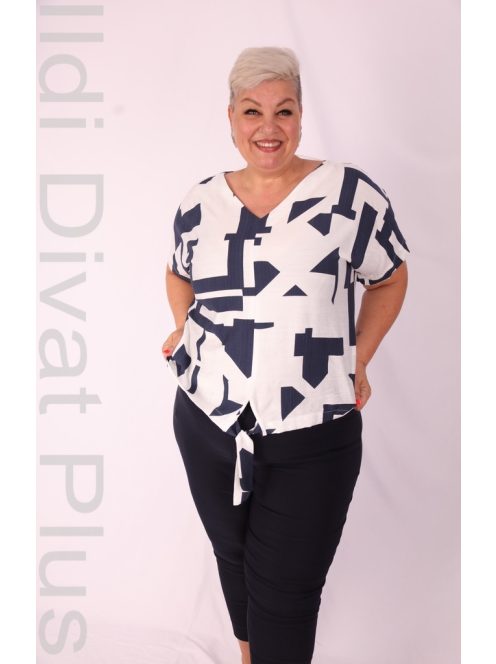 Livello Kék-Mintás Alján Kötős Blúz-40
