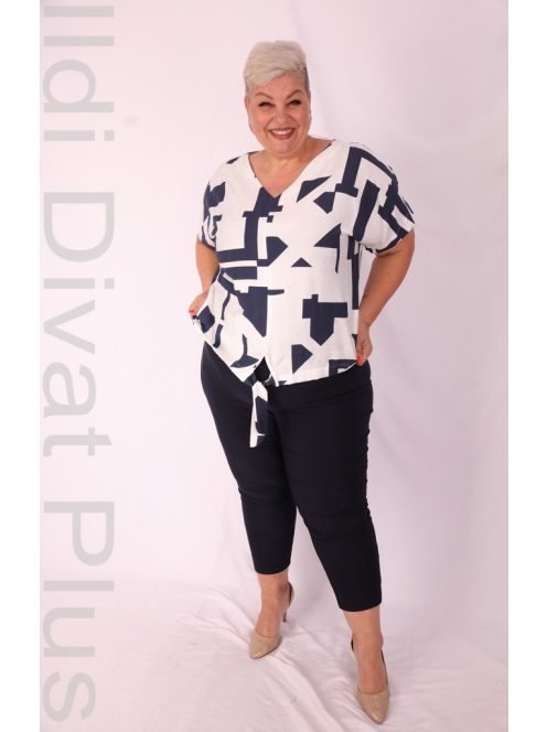 Livello Kék-Mintás Alján Kötős Blúz-40