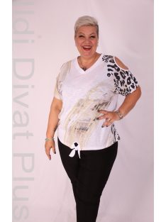 Livello Fehér Dzungelmintás V Nyakú Felső