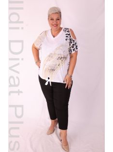 Livello Fehér Dzungelmintás V Nyakú Felső