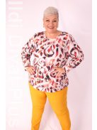 Livello Barna-Beige Mintás Kerek Nyakú Felső