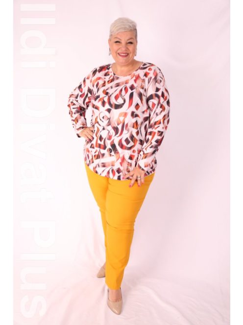 Livello Barna-Beige Mintás Kerek Nyakú Felső