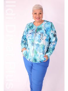 Livello Kék Mintás Zippes Kardigán