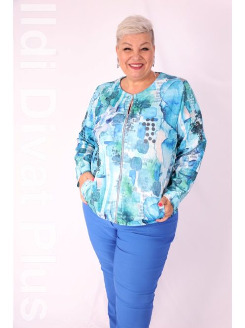 Livello Kék Mintás Zippes Kardigán