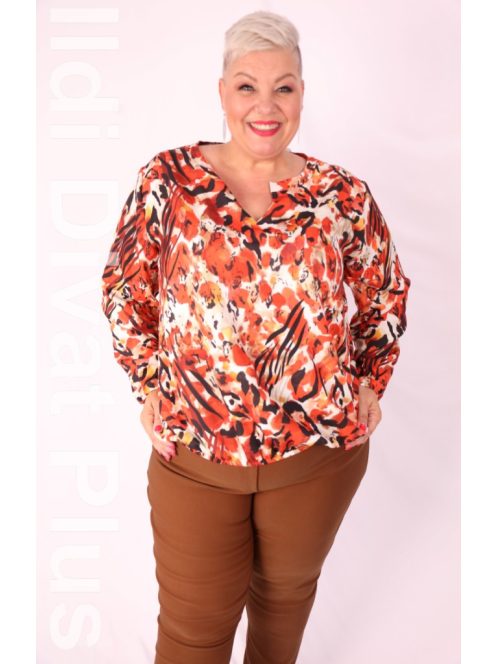 Livello Narancs-Fekete Mintás Blúz