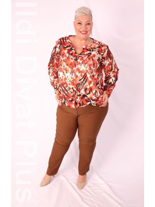 Livello Narancs-Fekete Mintás Blúz