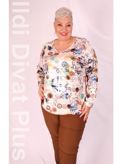 Livello Beige-Barna Mintás Felső