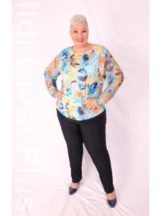 Livello Mustár-Kék Mintás Hálós Ujjú Felső