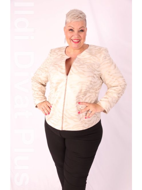 Livello Beige-Arany Mintás Zippes Blézer