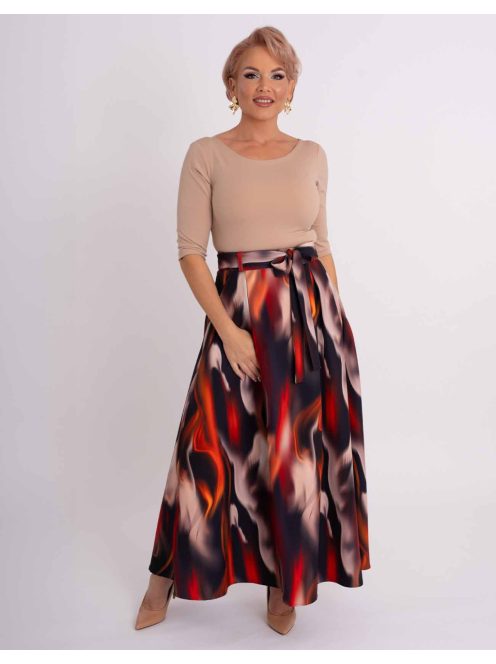 Livello Bordó-Fekete Mintás Maxi Szoknya